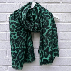 Leopard Print - Green Scarf